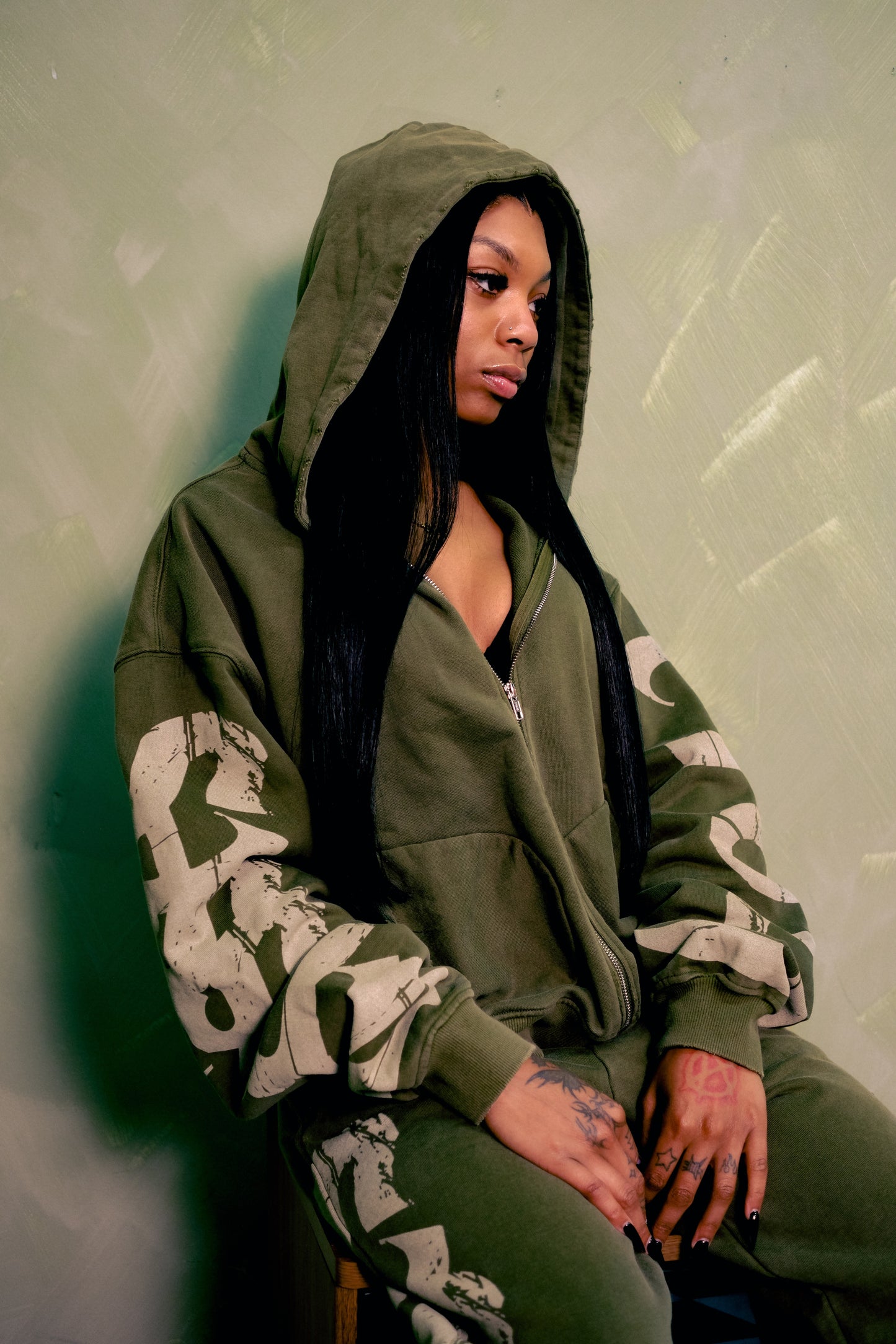 Swamp Moss Zip Up Hoodie